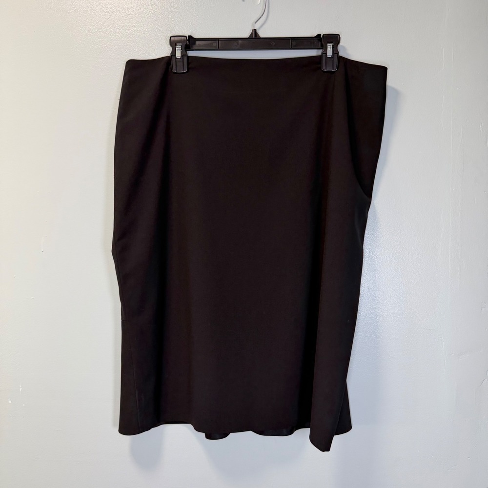 Ellen Tracy Black 100% Wool Flounce Hem Pencil‎ Skirt Size 16 Tailored Office